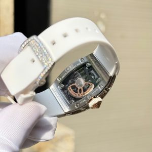 Đồng Hồ Richard Mille RM007 Màu Trắng Chế Tác Đính Full Đá Moissanite HongKong 32x38mm (2)