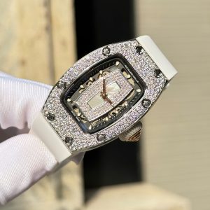 Đồng Hồ Richard Mille RM007 Màu Trắng Chế Tác Đính Full Đá Moissanite HongKong 32x38mm (2)