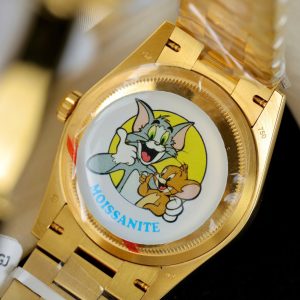 Đồng Hồ Rolex Chế Tác Day-Date 128348 Mặt Xanh Lá Cây Ombre Bọc Vàng 18K Vành Đính Moissanite 36mm (2)