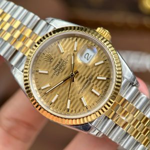 Đồng Hồ Rolex DateJust 126231 Chế Tác Màu Demi Vàng Mặt Xếp Gạch Cọc Số Dạ Quang VSF 36mm (2)