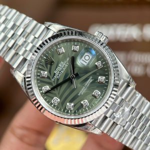 Đồng Hồ Rolex DateJust 126234 Chế Tác Mặt Xanh Họa Tiết Lá Cây Cọc Số Đá VSF 36mm (2)