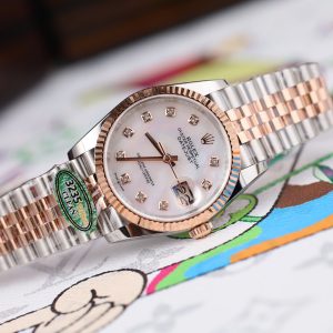 Đồng Hồ Rolex DateJust Chế Tác Mạ Vàng Hồng Mặt Khảm Xà Cừ 36mm (2)