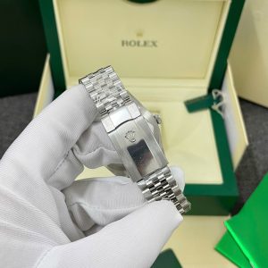 Đồng Hồ Rolex DateJust Chế Tác Mặt Xám Viền Đính Đá Moissnaite Xưởng Clean 41mm (2)