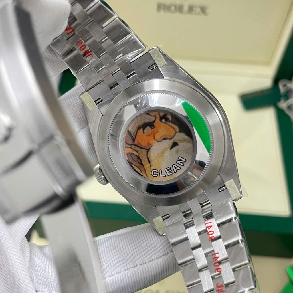 Đồng Hồ Rolex DateJust Chế Tác Mặt Xám Viền Đính Đá Moissnaite Xưởng Clean 41mm (2)