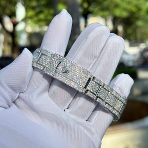 Đồng Hồ Rolex DateJust Mặt Đen Chế Tác Đính Full Đá Moissanite Hong Kong 41mm (2)