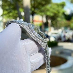 Đồng Hồ Rolex DateJust Mặt Đen Chế Tác Đính Full Đá Moissanite Hong Kong 41mm (2)