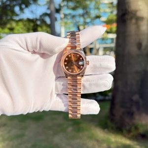Đồng Hồ Rolex DateJust Mặt Nâu Chế Tác Phủ Vàng Hồng 18K Xưởng GM 31mm (2)