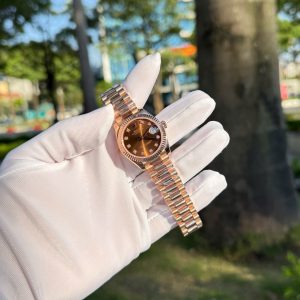 Đồng Hồ Rolex DateJust Mặt Nâu Chế Tác Phủ Vàng Hồng 18K Xưởng GM 31mm (2)