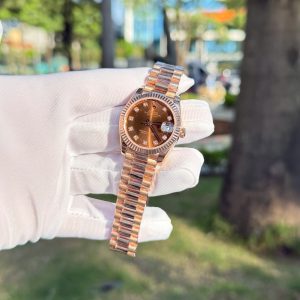 Đồng Hồ Rolex DateJust Mặt Nâu Chế Tác Phủ Vàng Hồng 18K Xưởng GM 31mm (2)