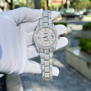 Đồng Hồ Rolex DateJust Nam Chế Tác Đính Full Đá Moissanite Hong Kong 41mm (2)