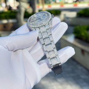 Đồng Hồ Rolex DateJust Nam Chế Tác Đính Full Đá Moissanite Hong Kong 41mm (2)
