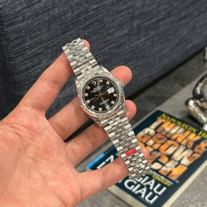 Đồng Hồ Rolex DateJust Replica 11 Mặt Đen Máy Cơ Thụy Sỹ Nhà Máy 36mm (2)