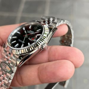 Dong Ho Rolex DateJust Replica 11 Mat So Den Coc Da Quang Day Jubilee Xuong Clean 41mm 5