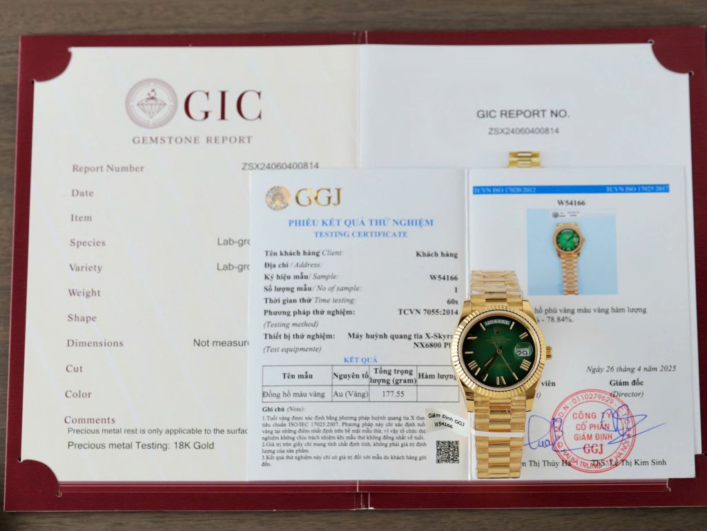 Đồng Hồ Rolex Day-Date Mặt Xanh Lá Ombre Chế Tác Phủ Vàng 18K Nhà Máy GM 40mm (2)