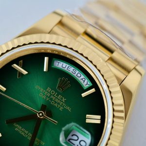 Đồng Hồ Rolex Day-Date Mặt Xanh Lá Ombre Chế Tác Phủ Vàng 18K Nhà Máy GM 40mm (2)
