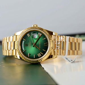 Đồng Hồ Rolex Day-Date Mặt Xanh Lá Ombre Chế Tác Phủ Vàng 18K Nhà Máy GM 40mm (2)