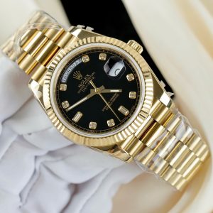 Đồng Hồ Rolex Replica Cao Cấp Day-Date Mặt Đen Cọc Số Đính Đá GMF 40mm (2)