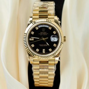 Đồng Hồ Rolex Replica Cao Cấp Day-Date Mặt Đen Cọc Số Đính Đá GMF 40mm (2)