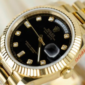 Đồng Hồ Rolex Replica Cao Cấp Day-Date Mặt Đen Cọc Số Đính Đá GMF 40mm (2)