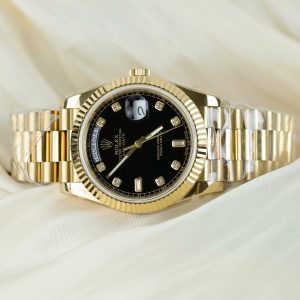 Đồng Hồ Rolex Replica Cao Cấp Day-Date Mặt Đen Cọc Số Đính Đá GMF 40mm (2)