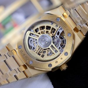 Đồng Hồ Audemars Piguet Replica 11 Royal Oak Jumbo Extra-thin Openworked 16204 Mặt Lộ Cơ Mạ Vàng Xưởng ZF 39mm (2)