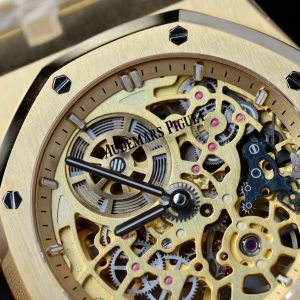 Đồng Hồ Audemars Piguet Replica 11 Royal Oak Jumbo Extra-thin Openworked 16204 Mặt Lộ Cơ Mạ Vàng Xưởng ZF 39mm (2)