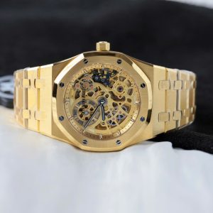 Đồng Hồ Audemars Piguet Replica 11 Royal Oak Jumbo Extra-thin Openworked 16204 Mặt Lộ Cơ Mạ Vàng Xưởng ZF 39mm (2)