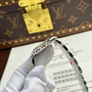 Đồng Hồ Cartier Panthere Fake 11 Nữ Mặt Trắng Dây Kim Loại Nhà Máy BV 27x36mm (2)
