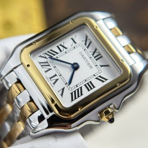 Đồng Hồ Cartier Panthere Fake 11 Nữ Mặt Trắng Dây Kim Loại Nhà Máy BV 27x36mm (2)