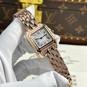 Đồng Hồ Cartier Panthere Nữ Chế Tác Mặt Trắng Mạ Vàng Hồng Nhà Máy BV 27x36mm (2)