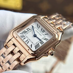 Đồng Hồ Cartier Panthere Nữ Chế Tác Mặt Trắng Mạ Vàng Hồng Nhà Máy BV 27x36mm (2)