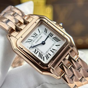 Đồng Hồ Cartier Panthere Nữ Chế Tác Mặt Trắng Mạ Vàng Hồng Nhà Máy BV 27x36mm (2)