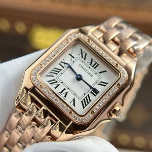 Đồng Hồ Cartier Panthere Nữ Chế Tác Mặt Trắng Máy Pin Thụy Sỹ Xưởng BV 27x36mm (2)