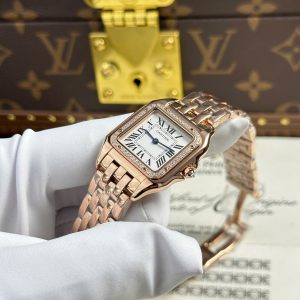Đồng Hồ Cartier Panthere Nữ Chế Tác Mặt Trắng Máy Pin Thụy Sỹ Xưởng BV 27x36mm (2)