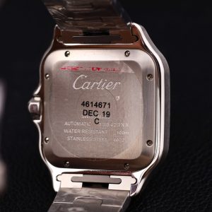 Đồng Hồ Cartier Santos Mặt Xanh Dương Rep 11 Viền Đính Đá Moissanite Máy Cơ Thụy Sỹ Xưởng BV 39 (2)