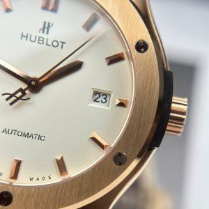Đồng Hồ Hublot Classic Fusion King Gold Replica 11 Mặt Trắng Trọng Lượng 85 Gram Xưởng JJZ 42mm (2)