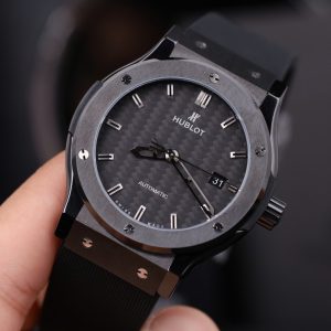 Đồng Hồ Hublot Classic Fusion Replica 11 Vỏ Gốm Đen Mặt Carbon Xưởng JJZ 42mm (2)