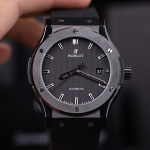 Đồng Hồ Hublot Classic Fusion Replica 11 Vỏ Gốm Đen Mặt Carbon Xưởng JJZ 42mm (2)