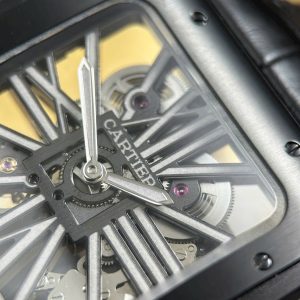 Đồng Hồ Nam Cartier Santos Chế Tác Mặt Số Lộ Cơ Dây Da Màu Đen 39 (2)