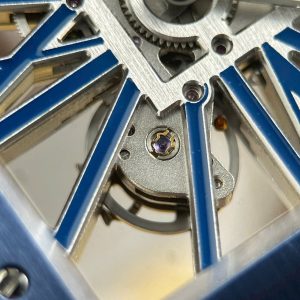 Đồng Hồ Nam Cartier Santos Replica 11 Mặt Lộ Cơ Viền Xanh Dương Dây Kim Loại 39 (2)