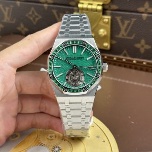 Đồng Hồ Nam Chế Tác Audemars Piguet Royal Oak Selfwinding Flying Tourbillon 26730BC Mặt Xanh Lá Cây Đính Đá Baguette 41mm (2)