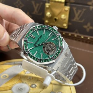 Đồng Hồ Nam Chế Tác Audemars Piguet Royal Oak Selfwinding Flying Tourbillon 26730BC Mặt Xanh Lá Cây Đính Đá Baguette 41mm (2)