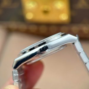 Đồng Hồ Nam Chế Tác Rolex Land-Dweller 127236 Mặt Xanh Băng Họa Tiết Tổ Ong Đính Đá Baguette 36mm (2)