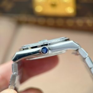 Đồng Hồ Nam Chế Tác Rolex Land-Dweller 127236 Mặt Xanh Băng Họa Tiết Tổ Ong Đính Đá Baguette 36mm (2)