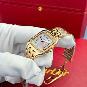 Đồng Hồ Nữ Cartier Panthere Chế Tác Mặt Khảm Xà Cừ Máy Pin Thụy Sỹ Xưởng AF 27x36mm (2)