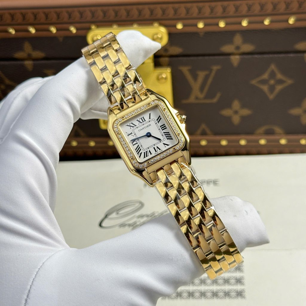 Đồng Hồ Nữ Cartier Panthere Fake 11 Mặt Trắng Máy Pin Thụy Sỹ Xưởng AF 27x36mm (2)