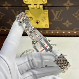 Đồng Hồ Nữ Cartier Panthere Mặt Trắng Fake 11 Mạ Demi Vàng Hồng Xưởng BV 27x36mm (2)