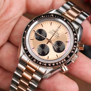 Đồng Hồ Omega SpeedMaster MoonWatch Chế Tác Demi Vàng Hồng Dây Kim Loại 42mm (2)