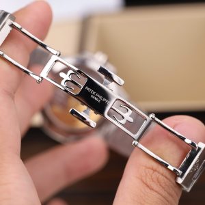 Đồng Hồ Patek Philippe Fake 11 Nautilus 7118 Mặt Xám Viền Đính Đá CZ Xưởng GR 35 (2)