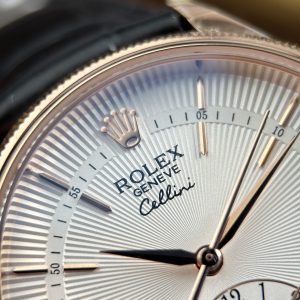 Đồng Hồ Rolex Cellini Dual Time 50525 Chế Tác Mạ Vàng Hồng Mặt Trắng Nhà Máy KZ 39mm (2)